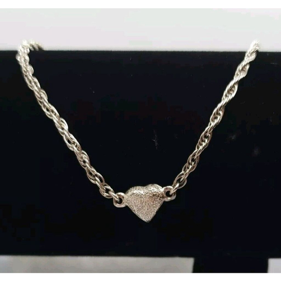 Italian Sterling Silver Karizia Spa1772 Rope Chain Textured Puff Heart Bracelet - Picture 1 of 6